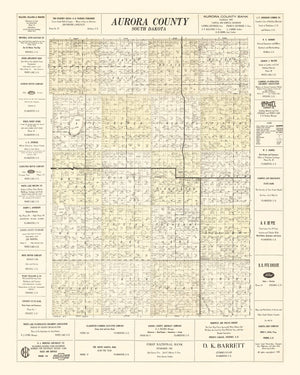 Vintage Map of Aurora County, South Dakota 1930