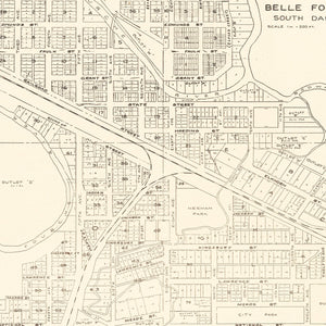 Vintage Map of Belle Fourche, South Dakota 1949