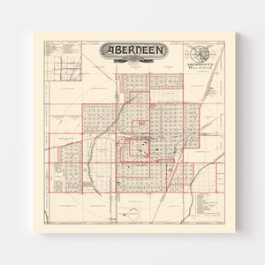 Vintage Map of Aberdeen, South Dakota 1888