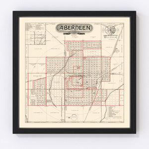 Vintage Map of Aberdeen, South Dakota 1888