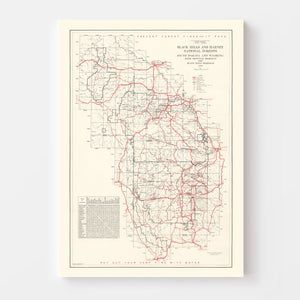 Vintage Black Hills & Harney National Forest Map 1934