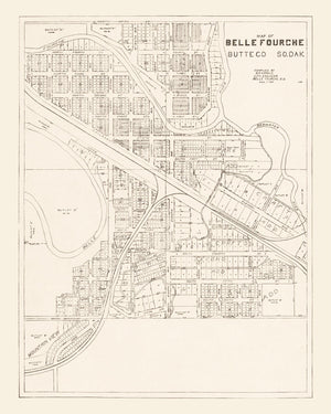 Vintage Map of Belle Fourche, South Dakota 1949