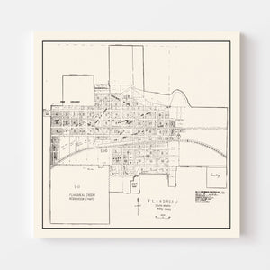 Vintage Map of Flandreau, South Dakota 1970