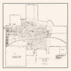 Vintage Map of Flandreau, South Dakota 1970