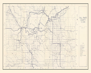 Vintage Map of Fall River County, South Dakota 1951