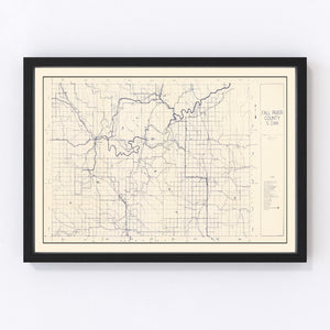Vintage Map of Fall River County, South Dakota 1951