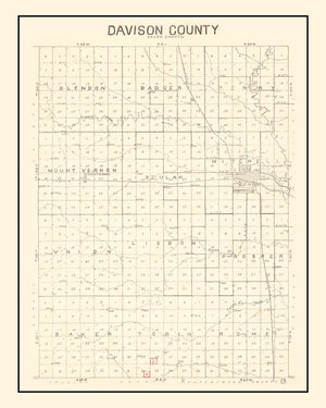 Vintage Map of Davison County, South Dakota 1900