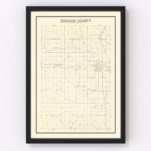 Vintage Map of Davison County, South Dakota 1900