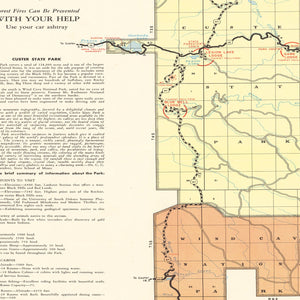 Vintage Custer State Park SD Map 1940