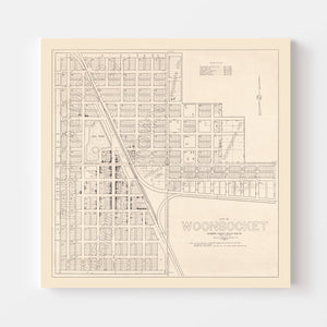 Vintage Map of Woonsocket, South Dakota 1950