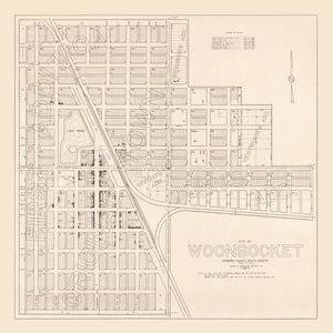 Vintage Map of Woonsocket, South Dakota 1950