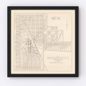 Vintage Map of Woonsocket, South Dakota 1950