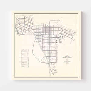 Vintage Map of Sturgis, South Dakota 1969