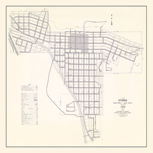 Vintage Map of Sturgis, South Dakota 1969
