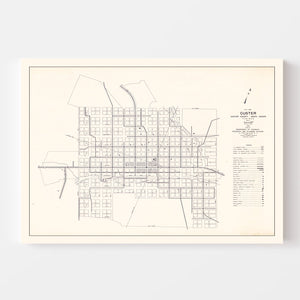 Vintage Map of Custer, South Dakota 1969
