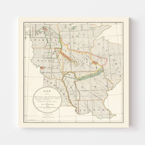 Vintage Native American Reservations Map 1897