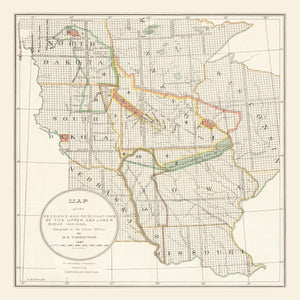 Vintage Native American Reservations Map 1897