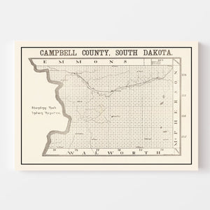 Vintage Map of Campbell County, South Dakota 1908