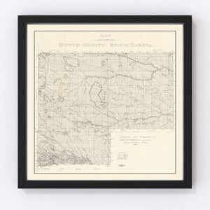 Vintage Map of Butte County, South Dakota 1902