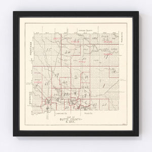 Vintage Map of Butte County, South Dakota 1936