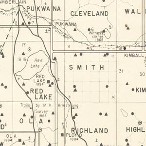 Vintage Map of Brule County, South Dakota 1947