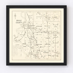 Vintage Map of Brule County, South Dakota 1947