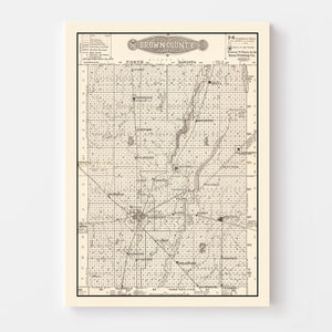 Vintage Map of Brown County, South Dakota 1918