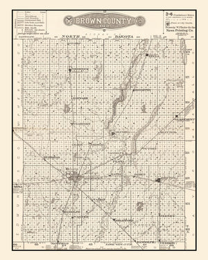 Vintage Map of Brown County, South Dakota 1918