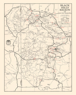 Vintage Black Hills Map 1939