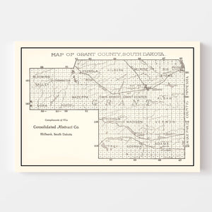 Vintage Map of Grant County, South Dakota 1900