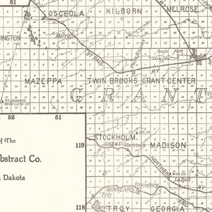 Vintage Map of Grant County, South Dakota 1900