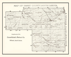 Vintage Map of Grant County, South Dakota 1900