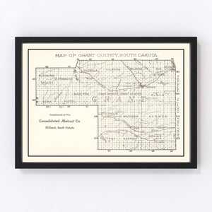 Vintage Map of Grant County, South Dakota 1900