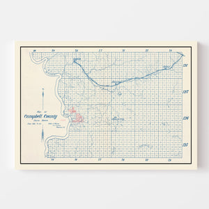 Vintage Map of Campbell County, South Dakota 1947
