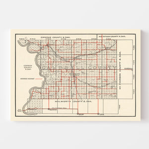 Vintage Map of Campbell County, South Dakota 1900