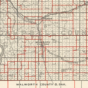 Vintage Map of Campbell County, South Dakota 1900