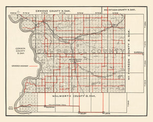 Vintage Map of Campbell County, South Dakota 1900
