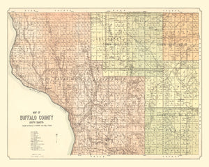 Vintage Map of Buffalo County, South Dakota 1917