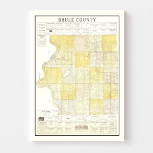 Vintage Map of Brule County, South Dakota 1930