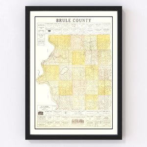 Vintage Map of Brule County, South Dakota 1930