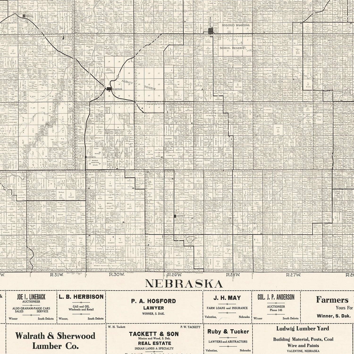 Vintage Map of Todd County, South Dakota 1925