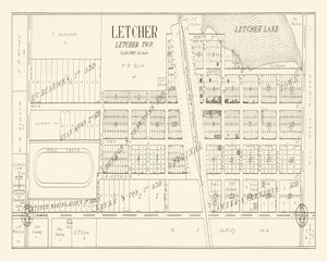 Vintage Map of Letcher, South Dakota 1884