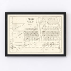 Vintage Map of Letcher, South Dakota 1884