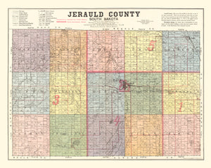 Vintage Map of Jerauld County, South Dakota 1919