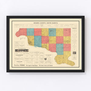 Vintage Map of Hughes County, South Dakota 1929