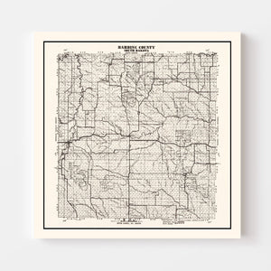 Vintage Map of Harding County, South Dakota 1952