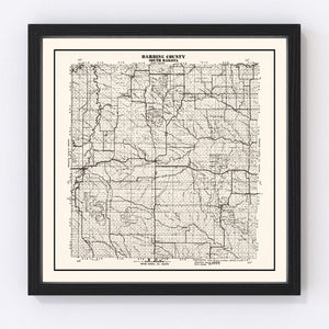 Vintage Map of Harding County, South Dakota 1952