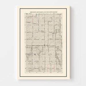 Vintage Map of Hand County, South Dakota 1900