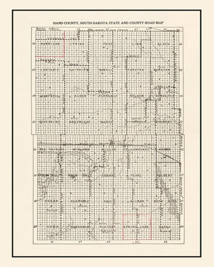 Vintage Map of Hand County, South Dakota 1900