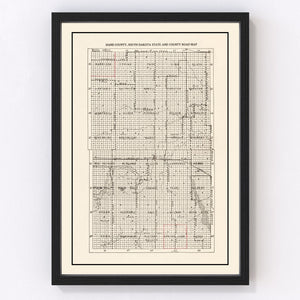 Vintage Map of Hand County, South Dakota 1900